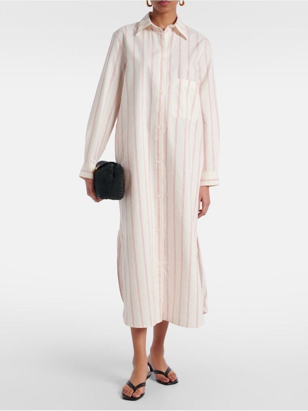 Toteme Pink-Striped Cream Midi Shirt Dress sz EU 32